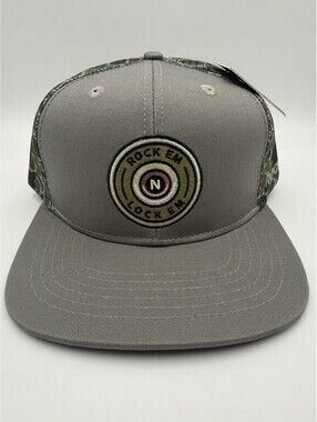 Roost Brass Rock Em Lock Em Gray Camo Hat Hunting Snapback NWT